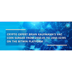 Crypto Expert Brian Kaufmann's VAC Coin has surged from US$0.05 to US$0.32395 on the BitWin platform